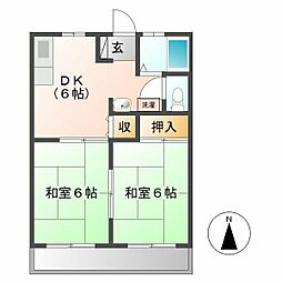 サンパーク広見 2DKの間取図画像