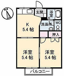 ハイツアールデコ 2階2Kの間取り