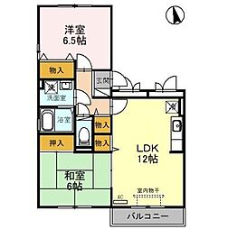 メゾン清水　Ｂ 3階2LDKの間取り