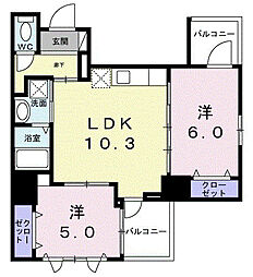 ザ・グラン キース 2LDKの間取図画像