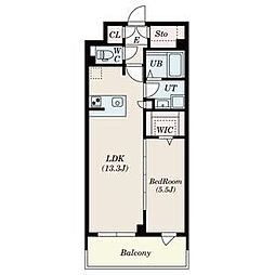 S-RESIDENCE佐賀天神aline 8階1LDKの間取り