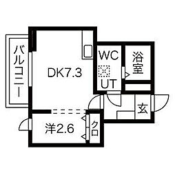 メリディアン中山吉成 1階1DKの間取り
