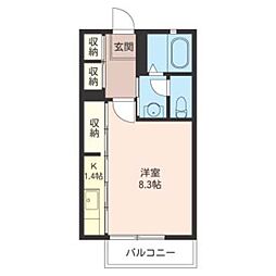 東武小泉線 西小泉駅 徒歩27分の賃貸アパート 2階1Kの間取り