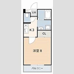 ミレージュA 1Kの間取図画像