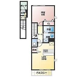 ヴィオラ・トゥール 2階1LDKの間取り