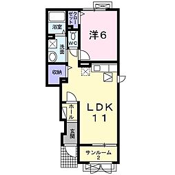 ドゥ・ステージアIII 1階1LDKの間取り