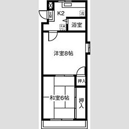 メロディーハイツパート2 2Kの間取図画像