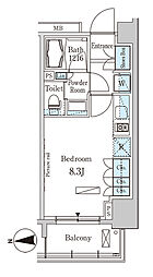 パークアクシス木場 4階ワンルームの間取り