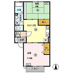 ニット・ディアコート 2DKの間取図画像