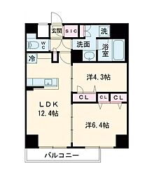 アーバネックス天満橋South 8階2LDKの間取り