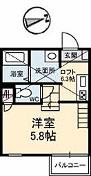 ａｌｐｈａ・ＴＨＥ・ＴＥＲＲＡＣＥ　駅南通り 2階ワンルームの間取り