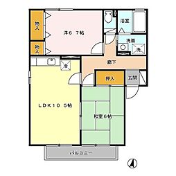 ロイヤルガーデン白岩　B・C棟　C棟 2階2LDKの間取り