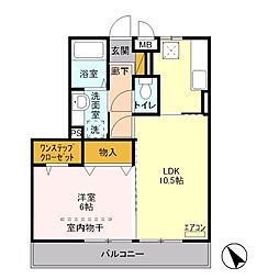 アゼリアヒルズ 3階1LDKの間取り