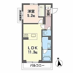 Carrefour菊陽 1LDKの間取図画像