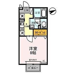 ルミエールＭ 2階1Kの間取り