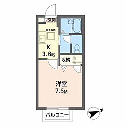 JR陸羽東線 古川駅 バス15分 蓑口沼下車 徒歩13分の賃貸アパート 1階1Kの間取り