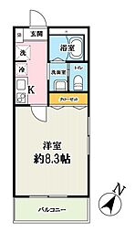 アトラス川越 1階1Kの間取り