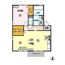 コーポ チェリッシュ　Ｂ 2階2DKの間取り