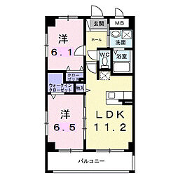 インテグラル我如古 4階2LDKの間取り