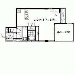 ヴィラスタジオーネ御所南 4階1LDKの間取り