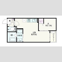 Jack yakushiI 3階1LDKの間取り