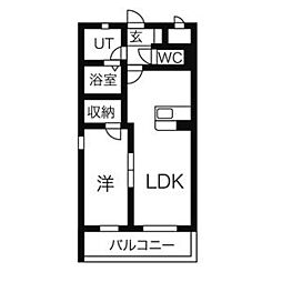 プレステージ千種 4階1LDKの間取り