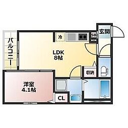 ALEGRIA泉佐野3 1LDKの間取図画像