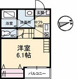 ａｌｐｈａ・ＴＨＥ・ＴＥＲＲＡＣＥ　駅南通り 2階ワンルームの間取り