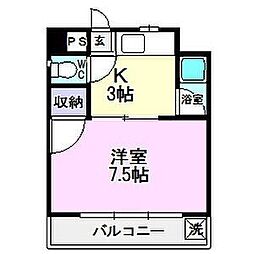 コーポ倉正 1Kの間取図画像
