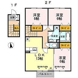 ラ・フェルマータ山室A 3LDKの間取図画像