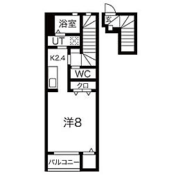 JR陸羽東線 古川駅 徒歩12分の賃貸アパート 2階1Kの間取り