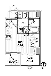 東武伊勢崎線 曳舟駅 徒歩10分の賃貸マンション 5階1DKの間取り
