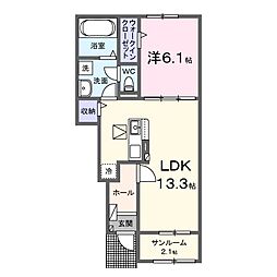 水戸市石川4丁目アパート 1LDKの間取図画像