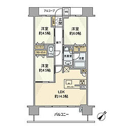 プレサンスロジェ草津シエル 1 12階3LDKの間取り
