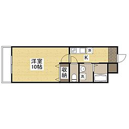 フラットヒル広国際通り 1Kの間取図画像