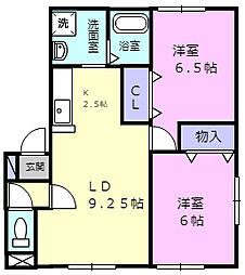 プレミールC館 2LDKの間取図画像