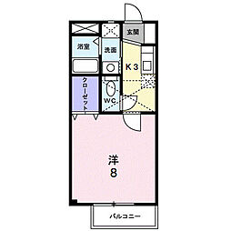 メゾンエクセルＴＳ 2階1Kの間取り