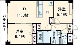 ルーカス長崎諫早I 6階2LDKの間取り