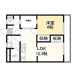 東武伊勢崎線 新伊勢崎駅 徒歩5分の賃貸マンション 2階1LDKの間取り
