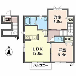 シャーメゾン誠 2LDKの間取図画像