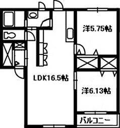 カーサボーナ 2階2LDKの間取り