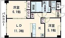 ルーカス長崎諫早I 3階2LDKの間取り