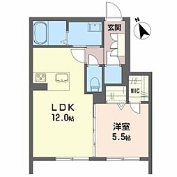 ベレオU土樋 1LDKの間取図画像