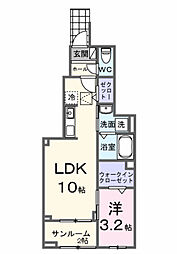 サニープレイス　古町 1階1LDKの間取り