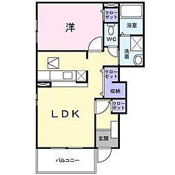コリーヌ 1LDKの間取図画像