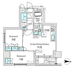 ＡＳＭＡＣＩ　ＭＡＩＳＯＮ両国I 4階2LDKの間取り