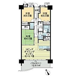 ライオンズマンション四日市 5階3LDKの間取り
