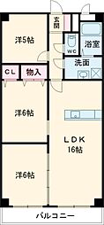 プロミネント四日市 3LDKの間取図画像