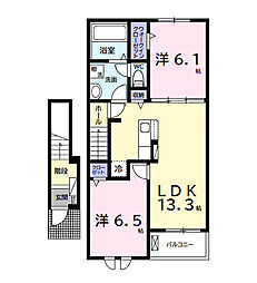 ベルメランジェＢ 2階2LDKの間取り