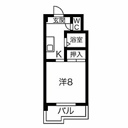 サンライフ有楽 1Kの間取図画像